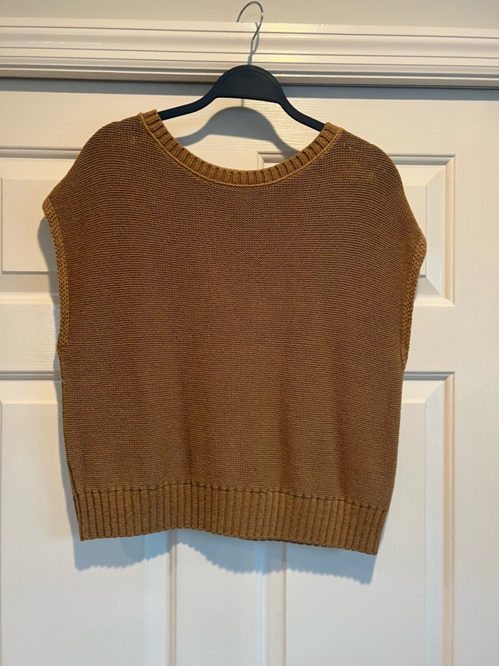 LOFT taupe Sleeveless Crewneck Knit Sweater